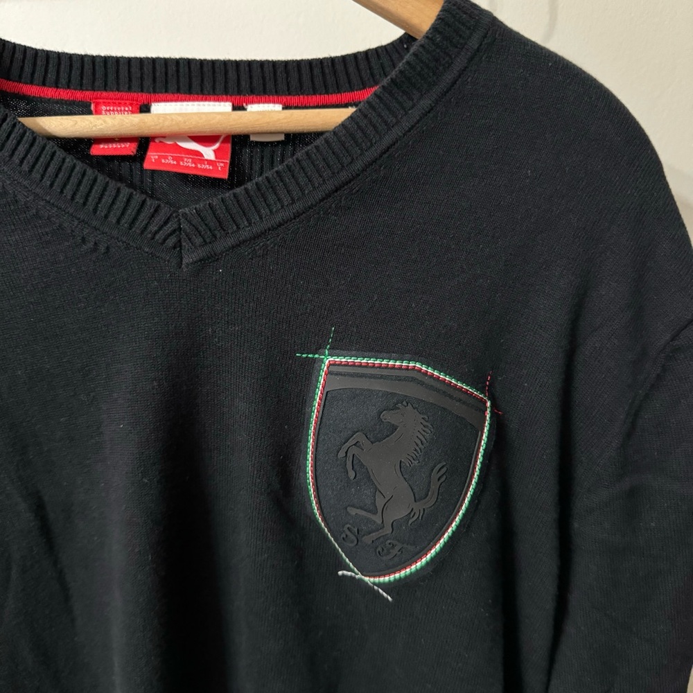 LATGE BLACK PUMA X FERRARI V-NECK SWEATER - Picture 2 of 8